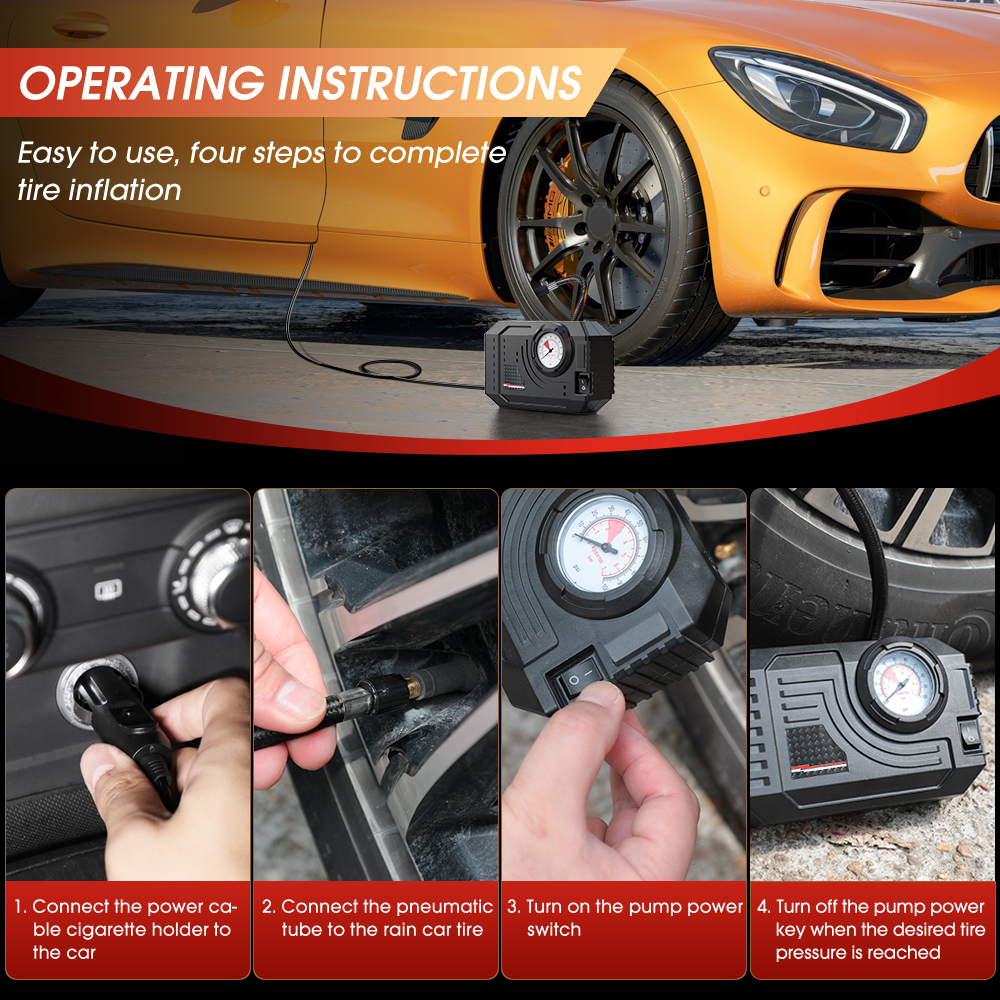 مضخة هواء محمولة رقمية للسيارات والدراجات - CARSUN